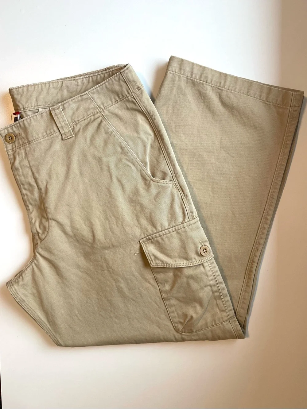 Y2K The North Face Khaki Cargo Pants - 100% Cotton & Utility - Size 38 Short
